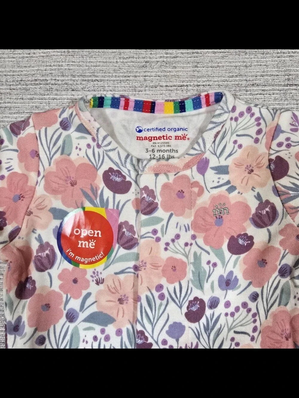 Magnetic Me Organic Cotton One-Piece Footie Baby Sz 3-6M Floral NWT